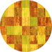 Round Patchwork Yellow Transitional Rug, con517yw