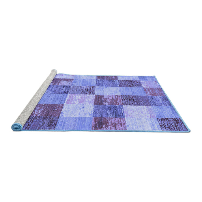 Sideview of Machine Washable Patchwork Blue Transitional Rug, wshcon517blu