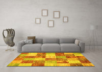 Machine Washable Patchwork Yellow Transitional Rug, wshcon517yw