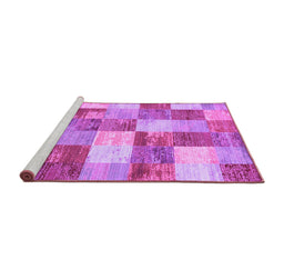 Sideview of Machine Washable Patchwork Purple Transitional Area Rugs, wshcon517pur