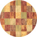 Round Patchwork Brown Transitional Rug, con517brn