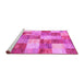 Sideview of Machine Washable Patchwork Pink Transitional Rug, wshcon517pnk