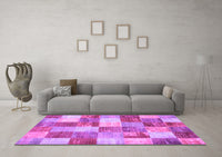 Machine Washable Patchwork Purple Transitional Rug, wshcon517pur