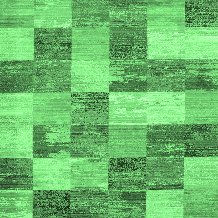 Square Machine Washable Patchwork Emerald Green Transitional Area Rugs, wshcon517emgrn