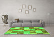 Machine Washable Patchwork Green Transitional Area Rugs in a Living Room,, wshcon517grn