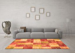 Machine Washable Patchwork Orange Transitional Area Rugs in a Living Room, wshcon517org