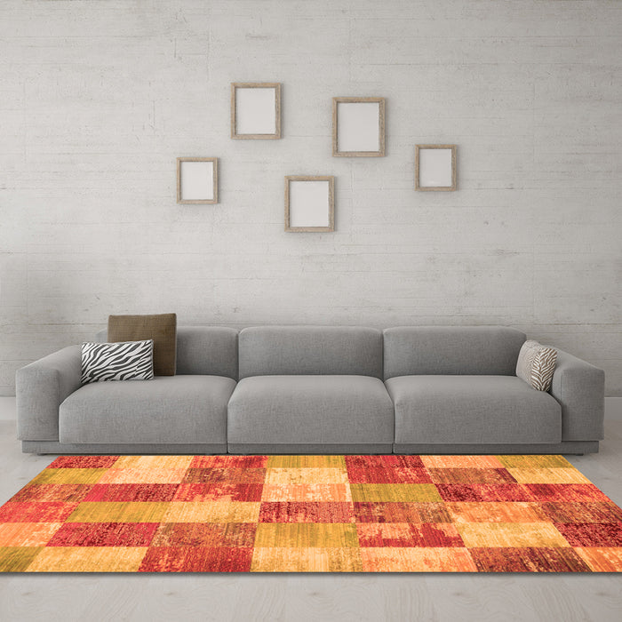 Machine Washable Patchwork Orange Transitional Area Rugs in a Living Room, wshcon517org
