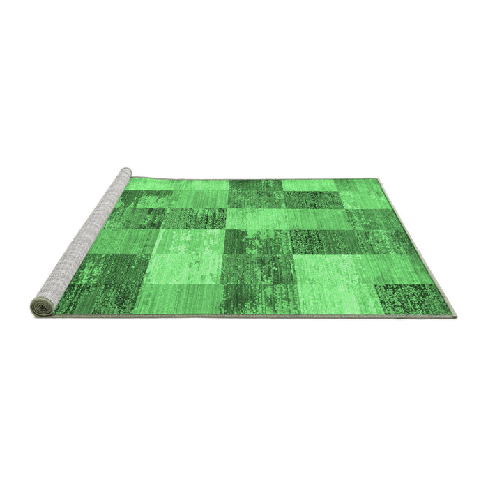 Sideview of Machine Washable Patchwork Emerald Green Transitional Area Rugs, wshcon517emgrn