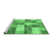 Sideview of Machine Washable Patchwork Emerald Green Transitional Area Rugs, wshcon517emgrn