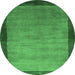 Round Abstract Emerald Green Contemporary Rug, con518emgrn