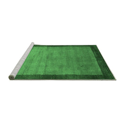 Sideview of Machine Washable Abstract Emerald Green Contemporary Area Rugs, wshcon518emgrn