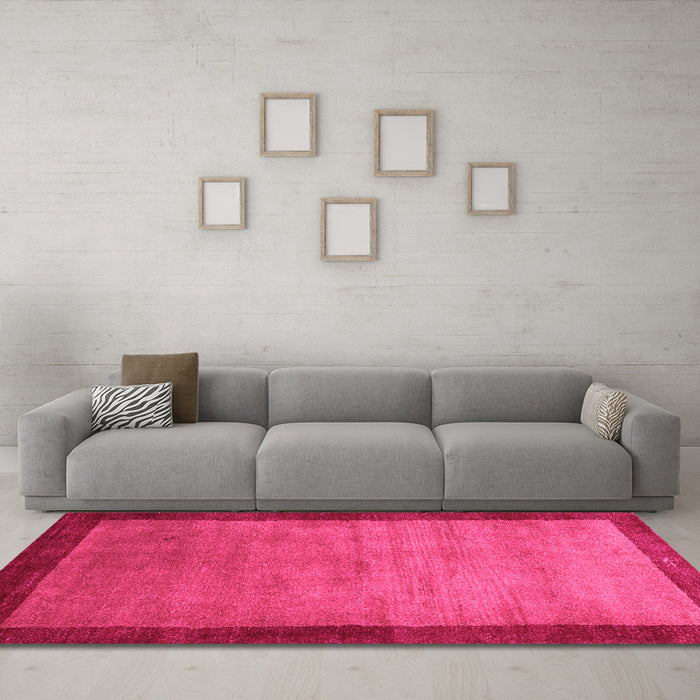 Machine Washable Abstract Pink Contemporary Rug in a Living Room, wshcon518pnk