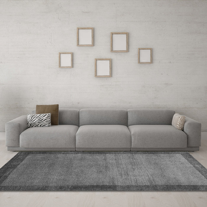 Machine Washable Abstract Gray Contemporary Rug in a Living Room,, wshcon518gry