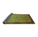 Sideview of Abstract Turquoise Contemporary Rug, con518turq