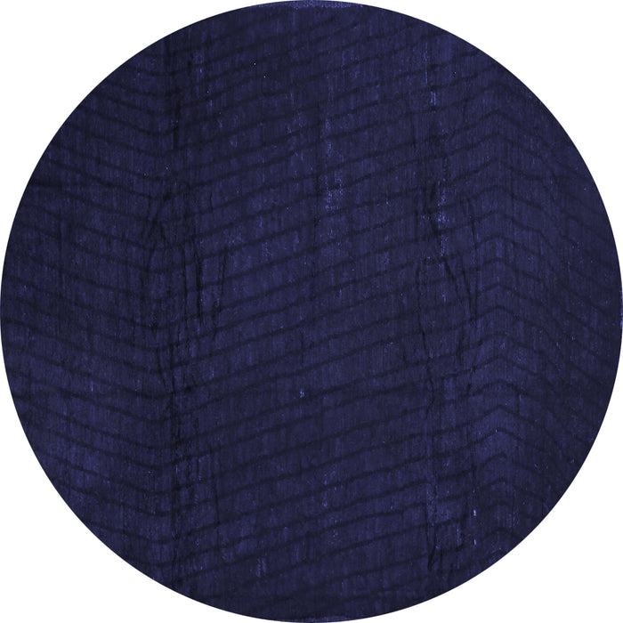 Round Abstract Blue Contemporary Rug, con519blu