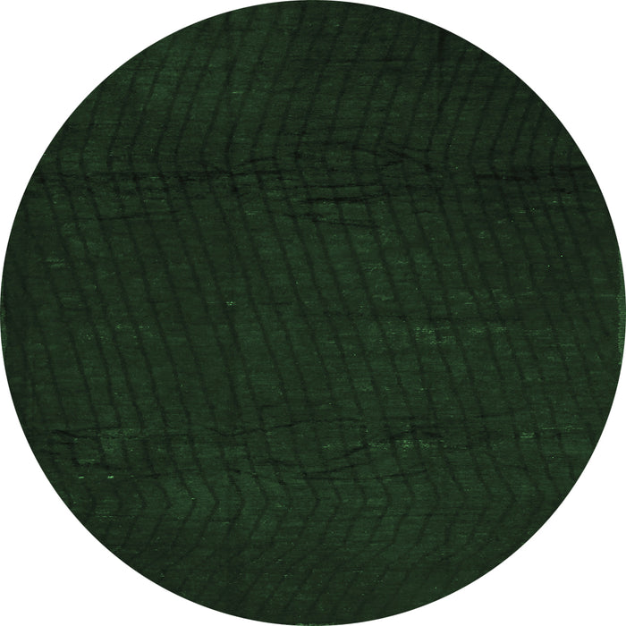Round Machine Washable Abstract Emerald Green Contemporary Area Rugs, wshcon519emgrn