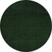 Round Machine Washable Abstract Emerald Green Contemporary Area Rugs, wshcon519emgrn