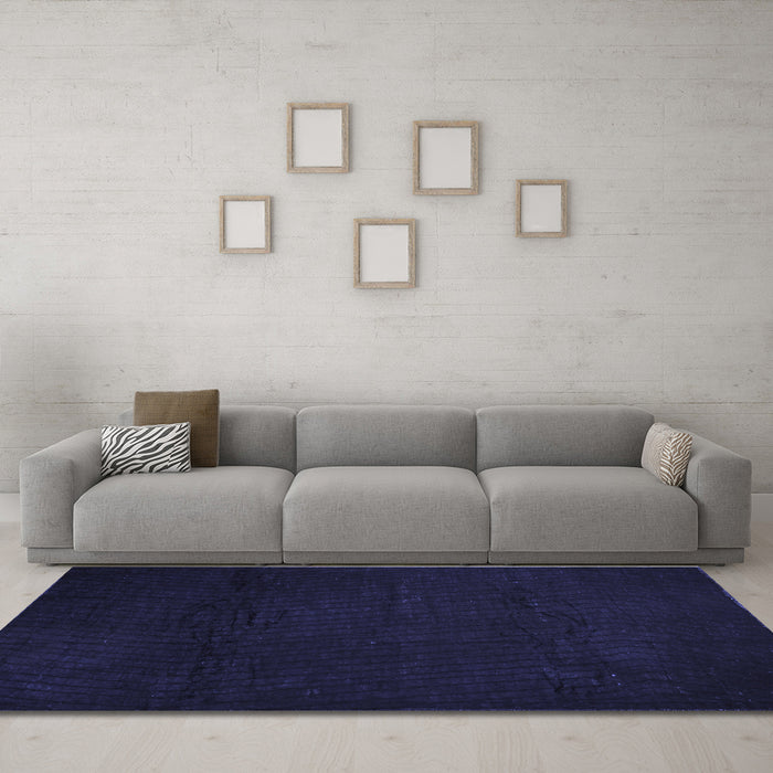 Machine Washable Abstract Blue Contemporary Rug in a Living Room, wshcon519blu