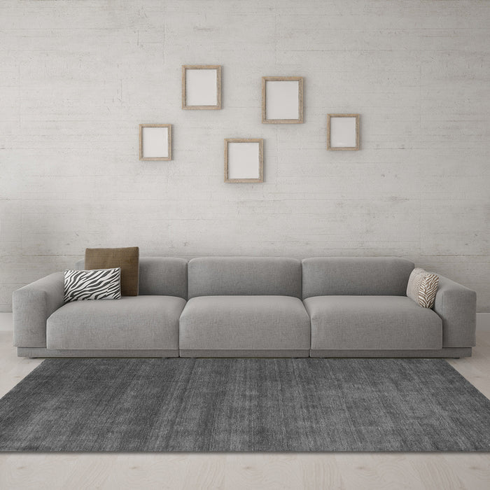 Machine Washable Abstract Gray Contemporary Rug in a Living Room,, wshcon51gry