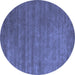 Round Abstract Blue Contemporary Rug, con51blu