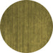 Round Abstract Brown Contemporary Rug, con51brn