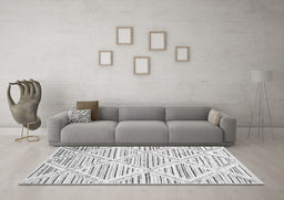Machine Washable Abstract Gray Contemporary Rug in a Living Room,, wshcon520gry