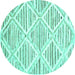 Round Abstract Turquoise Contemporary Rug, con520turq