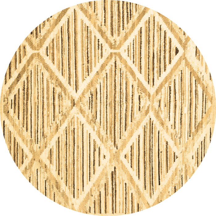 Round Abstract Brown Contemporary Rug, con520brn
