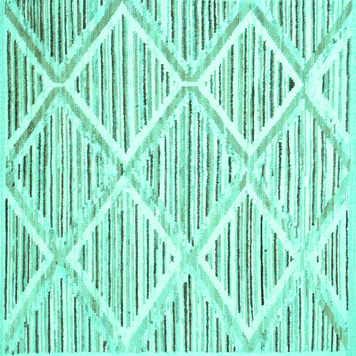 Square Machine Washable Abstract Turquoise Contemporary Area Rugs, wshcon520turq