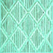 Square Machine Washable Abstract Turquoise Contemporary Area Rugs, wshcon520turq