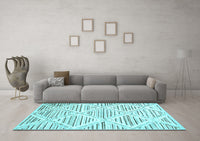 Machine Washable Abstract Light Blue Contemporary Rug, wshcon520lblu