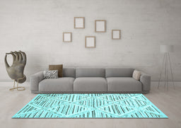 Machine Washable Abstract Light Blue Contemporary Rug in a Living Room, wshcon520lblu