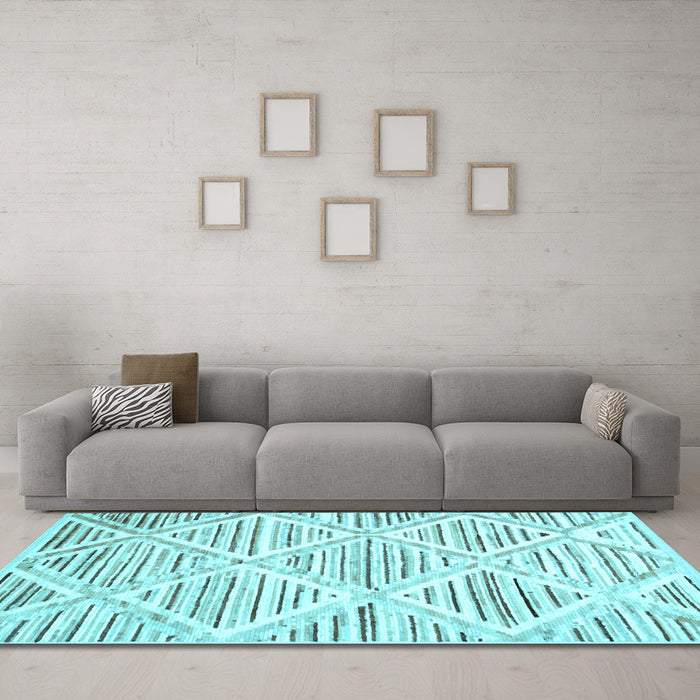 Machine Washable Abstract Light Blue Contemporary Rug in a Living Room, wshcon520lblu