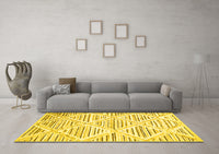 Machine Washable Abstract Yellow Contemporary Rug, wshcon520yw