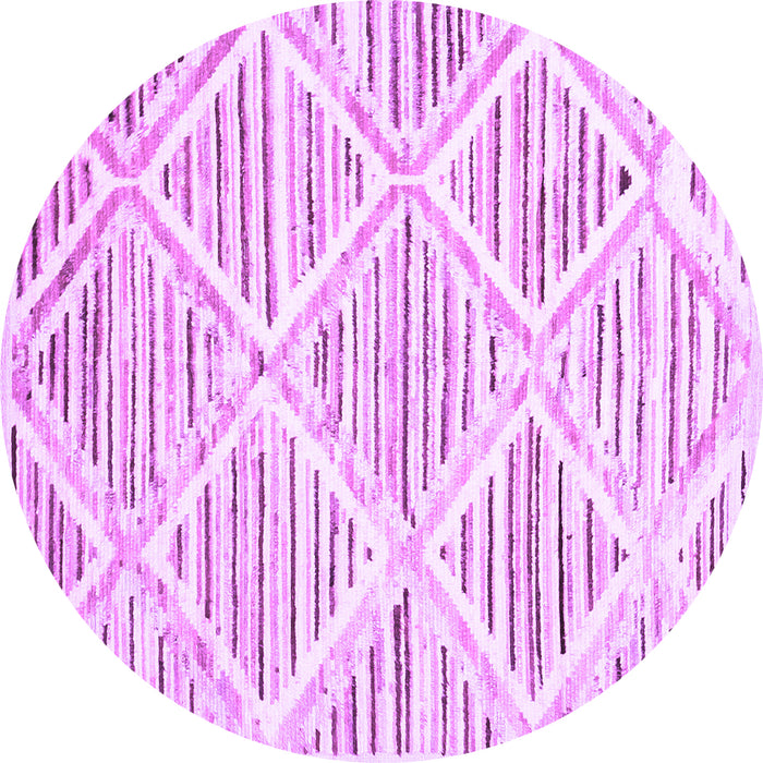 Round Machine Washable Abstract Purple Contemporary Area Rugs, wshcon520pur