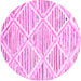 Round Machine Washable Abstract Pink Contemporary Rug, wshcon520pnk