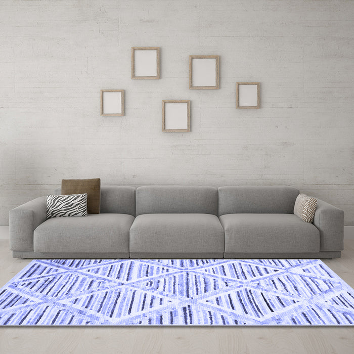 Machine Washable Abstract Blue Contemporary Rug in a Living Room, wshcon520blu