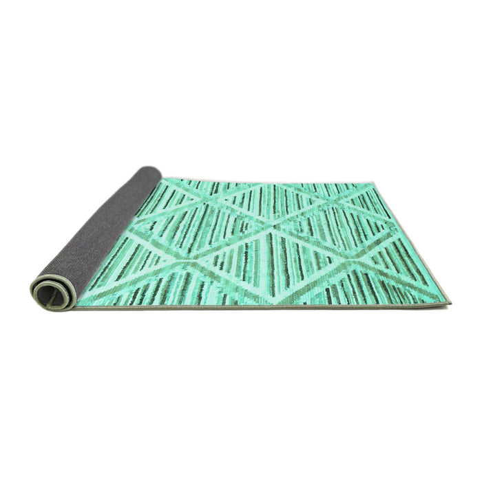 Sideview of Abstract Turquoise Contemporary Rug, con520turq