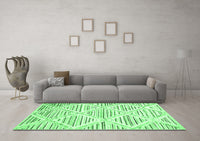 Machine Washable Abstract Emerald Green Contemporary Rug, wshcon520emgrn