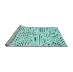 Sideview of Machine Washable Abstract Light Blue Contemporary Rug, wshcon520lblu