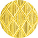 Round Abstract Yellow Contemporary Rug, con520yw