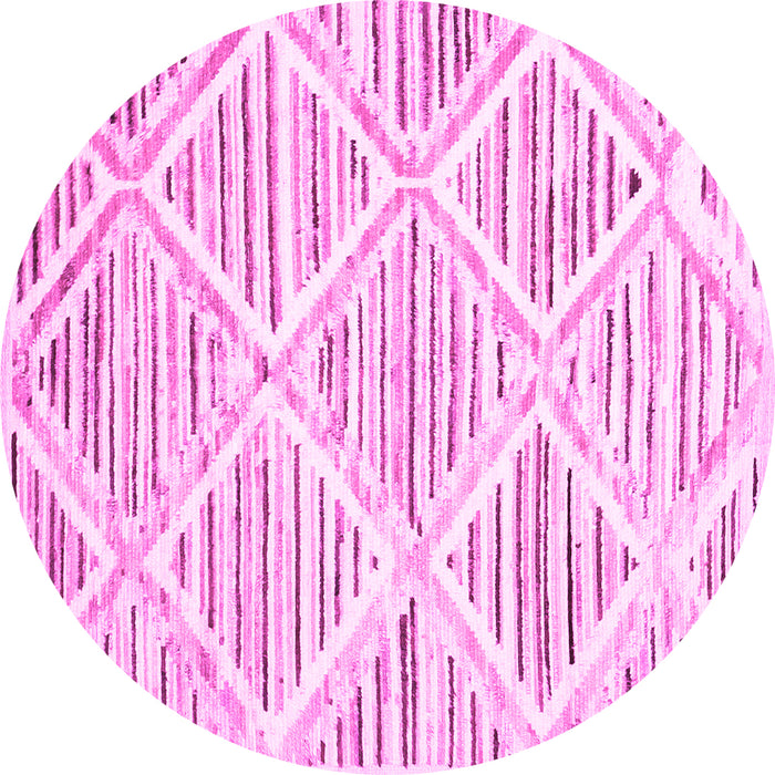 Round Abstract Pink Contemporary Rug, con520pnk