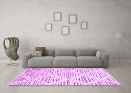 Machine Washable Abstract Purple Contemporary Area Rugs in a Living Room, wshcon520pur