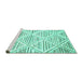 Sideview of Machine Washable Abstract Turquoise Contemporary Area Rugs, wshcon520turq