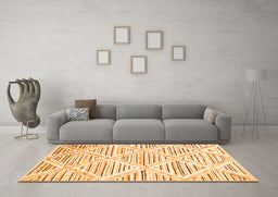 Machine Washable Abstract Orange Contemporary Area Rugs in a Living Room, wshcon520org