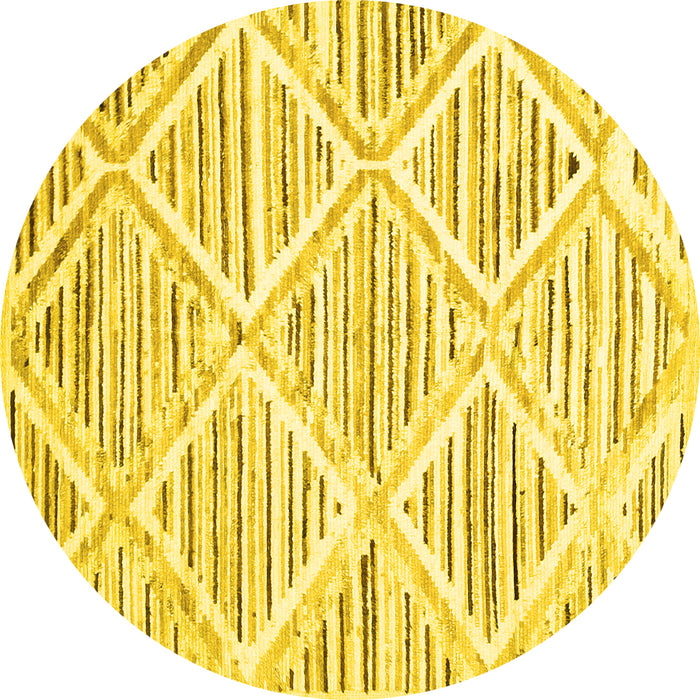 Round Machine Washable Abstract Yellow Contemporary Rug, wshcon520yw