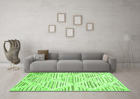 Machine Washable Abstract Green Contemporary Rug, wshcon520grn