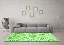 Machine Washable Abstract Green Contemporary Area Rugs in a Living Room,, wshcon520grn