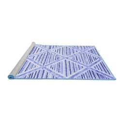 Sideview of Machine Washable Abstract Blue Contemporary Rug, wshcon520blu