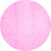 Round Machine Washable Solid Pink Modern Rug, wshcon521pnk